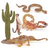 Fantarea Desert Wild Animal Model Figures Playsets 5 PCS Cactus Scorpion Snake Chameleon Meerkat Figurines Decoration Set Toys for Boys Girls Kids