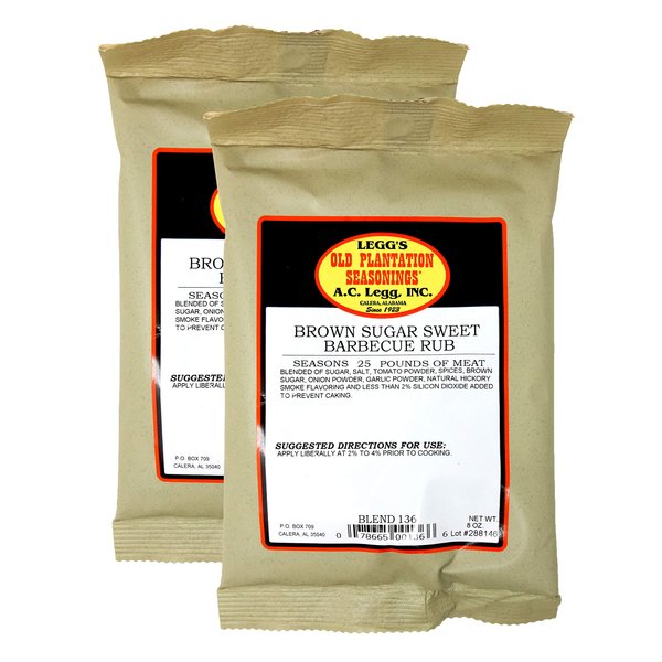 A.C. Legg - Brown Sugar Sweet Barbecue Rub 8 Ounce - 2 Pack