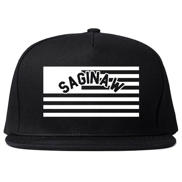 City of Saginaw with United States Flag Snapback Hat Cap Black