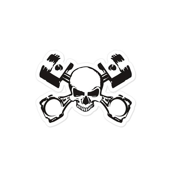 Skull and Crossbones Mechanic Vinyl Sticker - Select Size