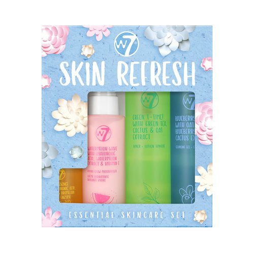 W7 - Skin Refresh Essential Gift Set - Moisturizer, Cleansing Gel, Toner and Serum - Natural Skin Care Kit for Beautiful Skin