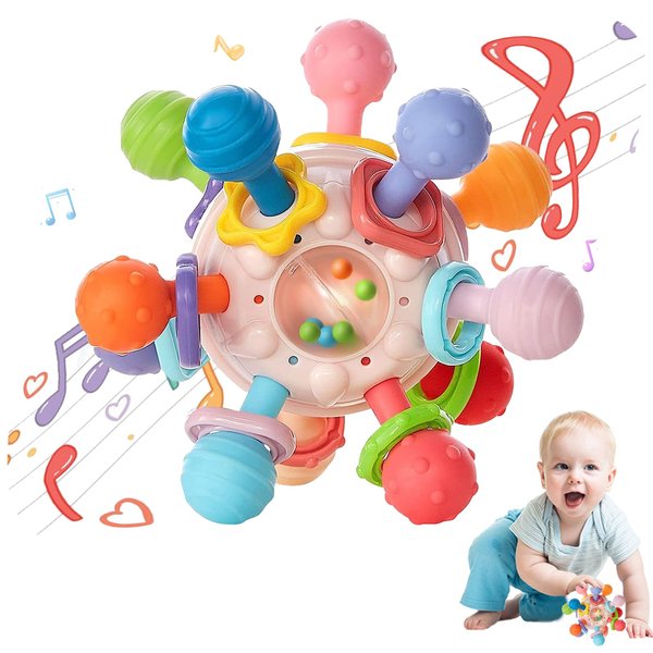 Baby Sensory Teething Teether Toys,Baby Sensory Montessori Toy,Teething Toys for Babies 0-6 Months | Baby Teething Ball Toys 6~12 Months Rattle Sensory Infant Toys for 0 3 6 9 12 18 Months Baby