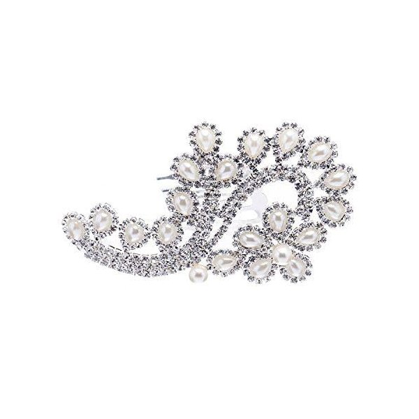 Bridal Wedding Prom Jewelry Crystal Rhinestone Pearl Floral Teardrops Hair Comb Pin