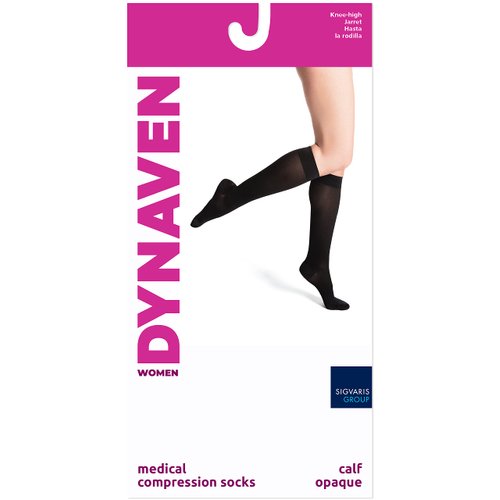 DYNAVEN by Sigvaris Women's Closed Toe Calf-High Compression Socks 15-20mmHg - Moisture-Wicking & Durable for Daily Support - Medium Long - Black