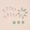 24 Pcs Green Cat Eye Press on Nails Short Almond - MINGCHUN Summer Fake Nails Press ons French Nail Tip Glitter Flower Butterfly Full Cover False Nails Glue on Nails Stick on Nails Acrylic Nail Art