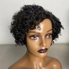 Iianaebeh Short Curly Human Hair Wigs for Black Women, Side Part Wig, Pixie Cut Brazilian Remy Human Hair, Deep Curly None Lace Front Ombre Blonde Wigs (NB)