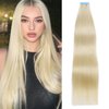 LADY MIRANDA Blonde Tape in Hair Extensions Human Hair 100% Remy Hair Platinum Blonde 20 Inch 20 Pcs 50g/pack Tape in Hair Extensions Real Human Hair Long Lasting Tape in Extensions