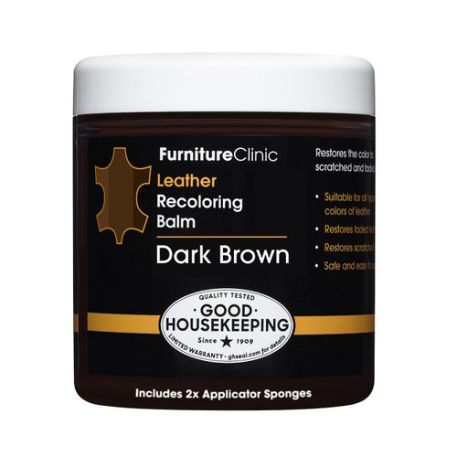 The Original Leather Recoloring Balm by Furniture Clinic - 16 Colors - Leather Repair Kit for Furniture - Restore Couches, Car Seats (Dark Brown)