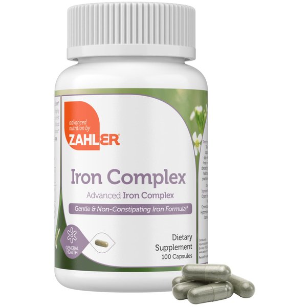 Zahler - Iron Supplement with Vitamin C - Capsule Iron Pills for Women and Men - High Absorption, Easy on Stomach, Kosher Ferrous Iron Supplements with Vitamins C, B12, Folate & More - 100 Count