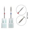 Acycoin2A 2PCS Tornado Flame Diamond Nail Drill Bit 3/32" Manicure Cutters Rotary Burr Drill Accessories Spiral Nail Mills Tool (Model D)