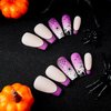 Halloween Press on Nails Coffin Medium Matte Fake Nails Purple Gradient False Nails With Spider Cross Spider Web Design Full Cover Stick on Nails Acrylic Artificial Nails Glue on Nails for Women 24Pcs