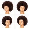 10'' Afro Real 100% Human Hair Cosmetology Doll Head Mannequin Head For Kids, Teens Hairdresser With Clamp Stand (10 inches)