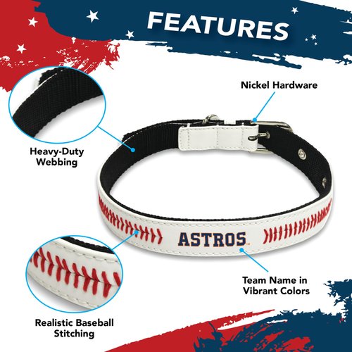 MLB Dog Collar Houston Astros New Signature PRO PVC-Leather Premium Pet Collars Extra Tough & Durable! Super Stylish! Size: Medium Adjustable 16-20" Length x 1" Width