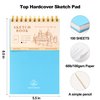 Sketchbook for Drawing Top Spiral Bound Sketch Pad for Kids 5.5" x 8.5" Hardcover Sketch Book(68lb/100gsm) Small Artist Drawing Blank Paper Notebook for Painting Sketching Pad with Pencil, Blue
