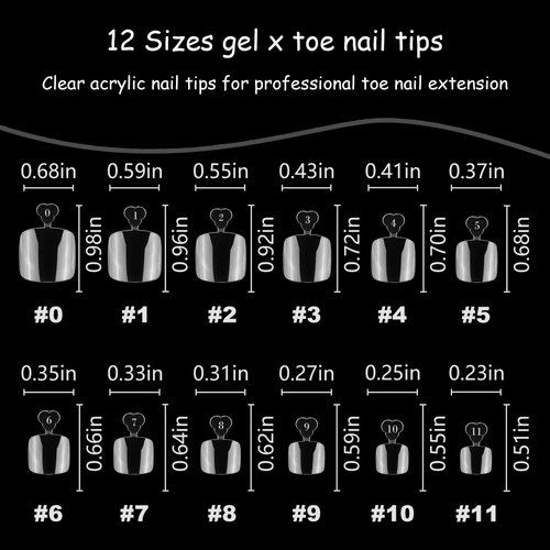 AddFavor 240pcs Toe Nail Tips Clear Soft Gel x Toenail Tips Full Cover Square Acrylic Artificial False Fake Toe Nails Tips for Salon and Home Foot Pedicure Manicure