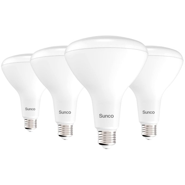 Sunco Lighting - 4 Pack BR40 Light Bulbs, LED Indoor Flood Light, Dimmable, CRI94 2700K Soft White, 100W Equivalent 17W, 1400 Lumens, E26 Base, Indoor Home Recessed Can Lights, High Lumens - UL