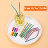 Lazycorner 16 Short Metal Straws, 6mm 5.5" 6.5" Kids Reusable Straws+Silicone Tips+Cleaner, Mini Small Stainless Steel Straws Fit 8 10 12 oz Tumbler/Wine Tumblers, Reusable Cocktail Straws(Rainbow)