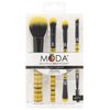 MODA Plaid Yellow Face Kit – 4pc Travel Size Makeup Brush Set with Stylish Plaid Handles – Vegan, Cruelty-Free