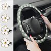 Frienda Cute Steering Wheel Cover Flower Steering Wheel Cover Floral Steering Wheel Cover for Girls with 4 Pieces Cute Flowers Car Air Vent Clips for Women Girls Car Decorations(Fresh Pattern)