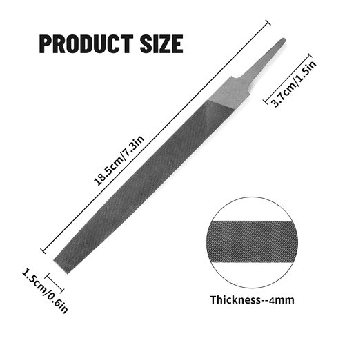 XAQISHIRE 6-inch Flat Medium Cut File, Double Cut Teeth, High Carbon Steel, Single Hand File Without Handle, Suitable for Shaping Metal, Wood, etc.