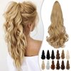 Wodelanle Ponytail Extension 18″ Claw Wavy Curly Clip in Ponytail Extension Natural Looking Synthetic Pony Tails Hair Extensions Hairpiece for Women - Ash blonde