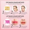 20 Pairs 24k Gold Eye Mask & Lip Mask, Gel Collagen Eye Patches for Puffy Eyes, Effectively Moisturizing Anti-Wrinkles Eye Masks for Puffiness and Dark circles