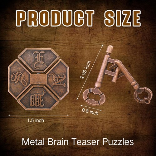 Yilloog 2 Pcs Metal Brain Puzzles Teaser 3D Steel Puzzle Interlocking Puzzle IQ Logic Education Smart Puzzle Toys Disentanglement Game for Adults Classroom Party Challenge Gifts