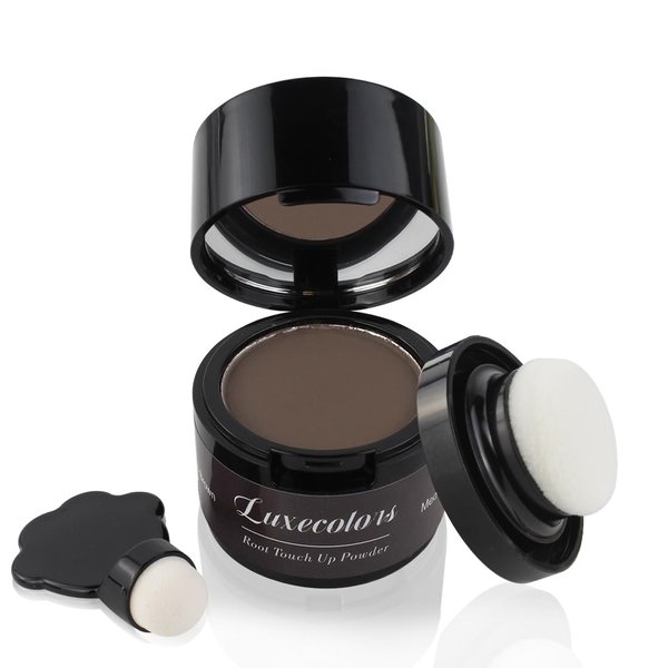 Luxecolors Root Touch Up Powder Hairline Powder for Thinning Hair Concealer Gray Coverage, Eyebrows Powder Bald Spot Root Cover Up for Women (Medium Brown)
