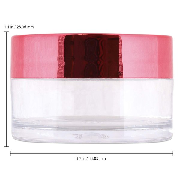 Beauticom 20g/20ml USA Acrylic Round Clear Jars with Lids for Lip Balms, Creams, Make Up, Cosmetics, Samples, Ointments (12 Jars, Metallic Rose-Pink Gold)
