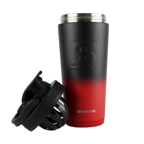 Ice Shaker 26 Oz Shaker Bottle, Stainless Steel Water Bottle and Protein Shaker, As Seen on Shark Tank, Reusable Stainless Steel Water Bottle, Gym Water Bottle, Red and Black