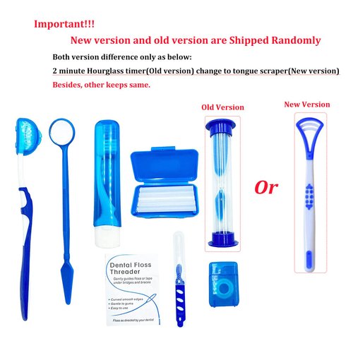 HRASY Portable Orthodontic Oral Care Kit for Braces - Interdental Brush Dental Wax Dental Floss Toothbrush Cleaning Kit(Blue)