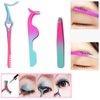 3pcs Lash Tweezers Set, Stainless Steel Eyelash Applicator Tool Gradient Color Eyelash Tweezers for False Lashes Eyelash Extension Tweezers Beginner Girls Makeup Artist