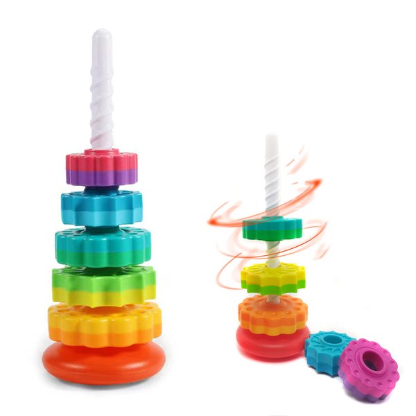 LBAIBB (1 PCS) Spinning Stacking Toys,Spin Toys for Toddlers 1-3,Strong ABS Plastic,Rainbow Spin Tower,Autism Spin Stack Toys,Suitable for Gifts for Boys and Girls…
