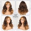 Liyouda Honey Blond Wig Long Curly Honey Blonde Wigs with Bangs for Black Women Wavy Wig with Bangs Highlight Blonde Side Part Wig Glueless Synthetic Wig with Bangs for Women (Mix Honey and Blond Wig)