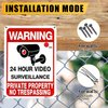 4 Pack No Trespassing Signs Private Property, Metal 24 Hour Video Surveillance Signs for Home and Outdoor, Aluminum 7*10 inchs, Warning Signs for Property,Security Camera Sign for Yard and Home (8617)