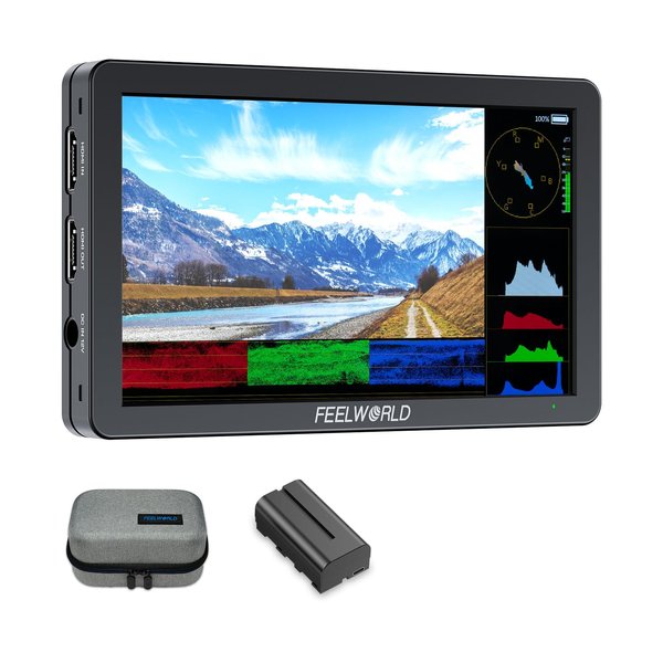 FEELWORLD T6 6 Inch Camera Field DSLR Video Monitor Aluminium Housing with F550 2200mAh Battery and Bag, Waveform LUT HDR 4K HDMI 1920x1080 IPS Lightweight for Vloggers Photographers Content Creators