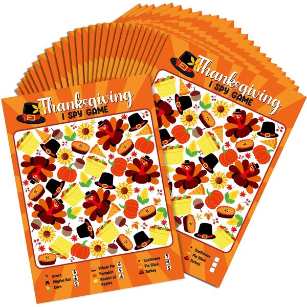 WinnerWhy 36 Pcs Thanksgiving SPY Game for Kids Thanksgiving Party Games Turkey Pumpkins Spy Fill in Cards Thanksgiving Party Favor for Thanksgiving Activity Family Classroom Holiday