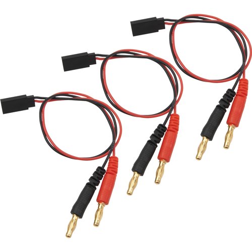 HIRCQOO 3Pcs RC Banana Plugs 4mm Bullet Connector to JR Plug Adapter 22AWG 30CM (11.8inch) Charging Cable for RC Helicopter Quadcopter LiPo Batteries Vehicle Adapter Lead