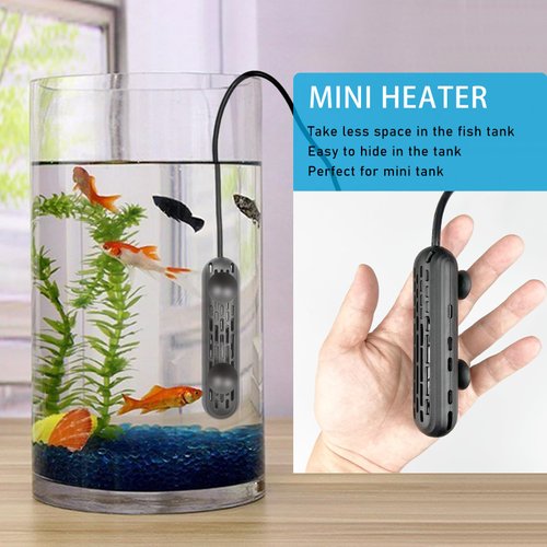 YukiHalu Small Aquarium Heater 25/50/100/150W with Protective Cover, Mini Fish Tank Heater, External Controller, Temperature Adjustable, Digital Display, Used for 5/10/20/30 Gallons (25W-5Gallon)