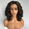 SOKU Short Bob Lace Front Wigs Synthetic 12 Inch Loose Wave Lace Front Wigs Middle Part Dark Brown Curly Wigs for Black Women Transparent Lace