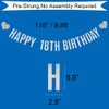 Happy 18th Birthday Banner, Pre-Strung,Silver Glitter Paper Garlands Banner for 18th Birthday Party Decorations Supplies, Letters Silver,Betteryanzi