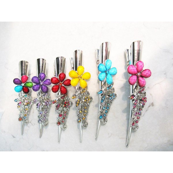 Generic Alligator flower hair claw clips with jewels and crystals (Primary color: Yellow), 1 Count (Pack of 1)