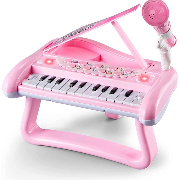 Piano Keyboard Toy for Kids, 24 Keys Piano for 3 4 5 Year Old Girls Boys Birthday Gift Musical Piano Toy with Microphone and Music