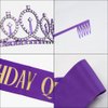 Birthday Sash and Crown for Women,Happy Birthday Sash for Women,Birthday Queen Sash and Crown,Purple Birthday Decorations,Happy Birthday Decorations for Women,Birthday Crown Adult Woman,Birthday Tiara
