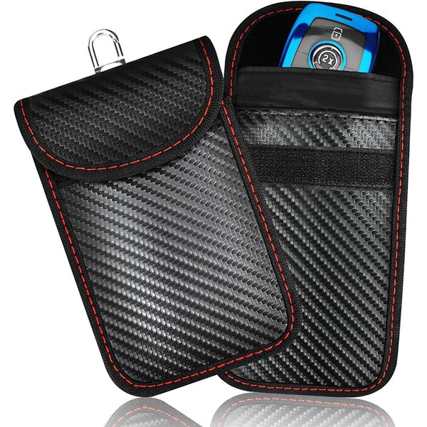 Upgraded Faraday Bag for Key Fob (2 Pack),Premium Faraday Key Fob Protector– Car RFID Signal Blocking, Car Security Protection, Anti-Theft Pouch, Anti-Hacking Case Blocker-Black.