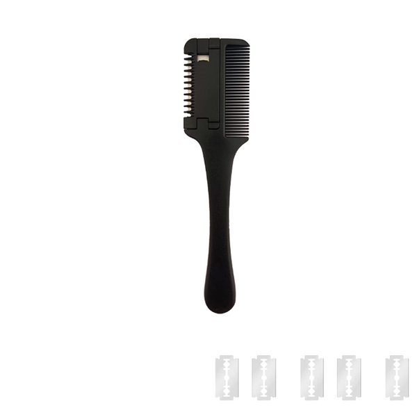 Hair Razor Combs with Extra 5 Pcs Replacement Razors, MSDADA Hair Cutter Comb for Thin&Thick Hair, Double Edge Razor Hair Cutting Razor Comb Hair Thinner Trimmer Razor Comb for Thinning Trimming(1Pc)