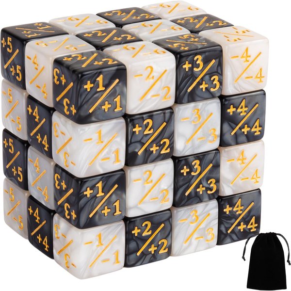 48 Pieces MTG Dice Counters +1/+1 Tokens Life Counter Negative Plus One Dice Set for Magic The Gathering, MTG, TCG, Card Games Accessories