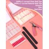 480PCS Extra Long C Curve Nail Tips and Glue, 2 Packs Natural and Clear Acrylic for Nails Professional Set, 12 Sizes Artificial Straight Square French False Nail Tips