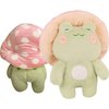 Frog Plush Toys, 10" Cute Frog with Pink Mushroom Hat Stuffed Animals, Kawaii Plushies Gift for Kids Girls Adults Valentines Birthdays Gift (Light Green Body Pink Hat, 10inch)