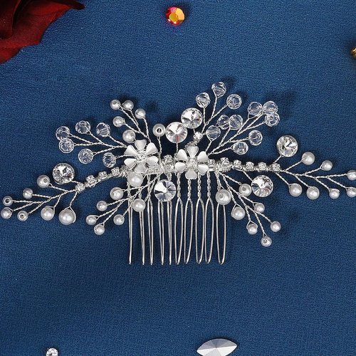 Bmirth Wedding Hair Comb Pearl Bride Headpieces Rhinestone Bridal Side Hair Accessories Hair Jewelry (Pearl hair comb)